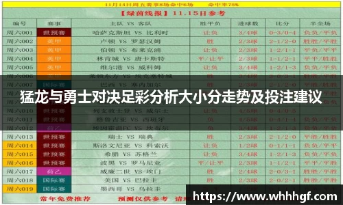 猛龙与勇士对决足彩分析大小分走势及投注建议